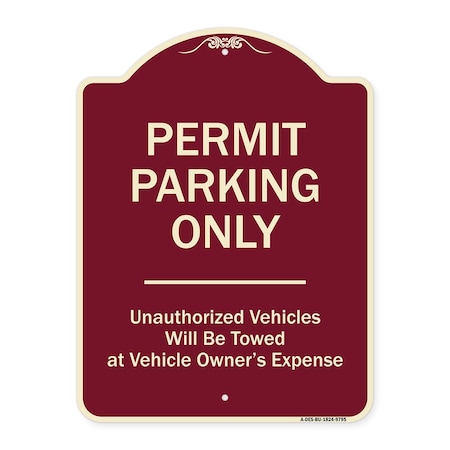 Signmission Designer Series-Permit Parking Only Unauthorized Vehicles, 24" x 18", BU-1824-9795 A-DES-BU-1824-9795